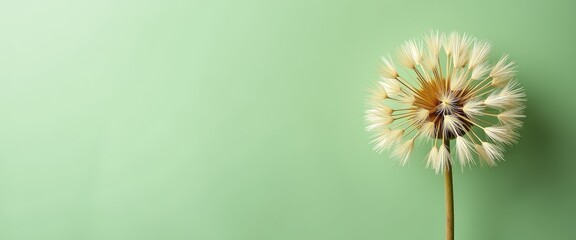 Obraz premium Close-Up of Dandelion Petals Against Fresh Green Background