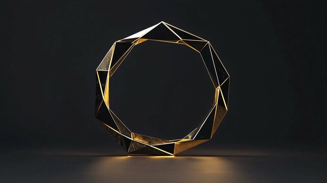 A versatile polygonal badge frame featuring a detailed geometric design, perfect for logos, branding, or award presentations with a modern flair.