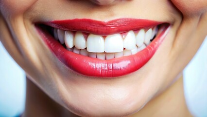 Fototapeta premium High-resolution close-up of a healthy, white smile, with dental focus.