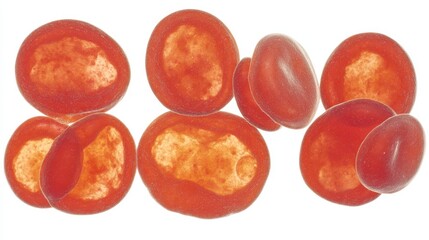 Fototapeta premium Close-Up View of Human Red Blood Cells Under Microscope Lens