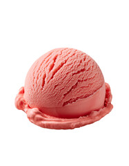 fresh strawberry ice cream scoop with smooth creamy texture, refreshing fruity dessert, on isolated background
