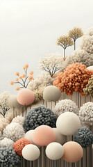 Whimsical 3D Render of a Pastel-Colored Fluffy Landscape
