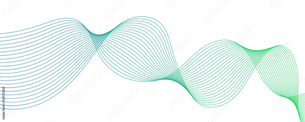 Poster minimalist abstract wavy line design with science frequency gradient lines. modern technology wave d