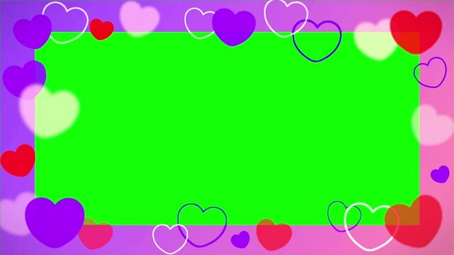 beautiful love harts frame green screen.