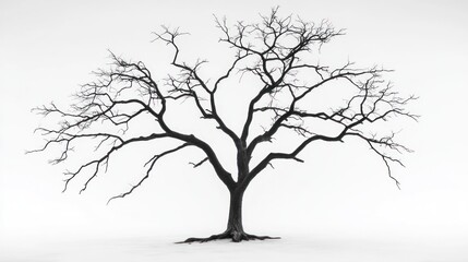 Fototapeta premium Bare winter tree against white background; nature, isolation, season