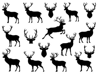 REINDEER SILHOUETTE ON WHITE BACKGROUND