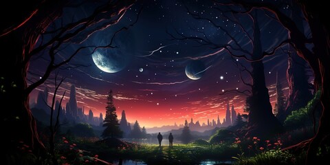 halloween night landscape