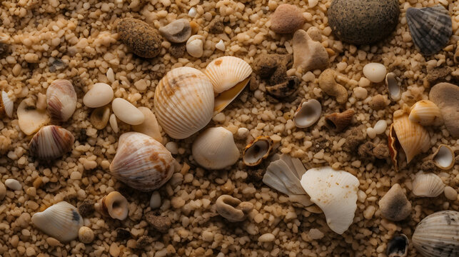 a bunch of shells on a pile of sand