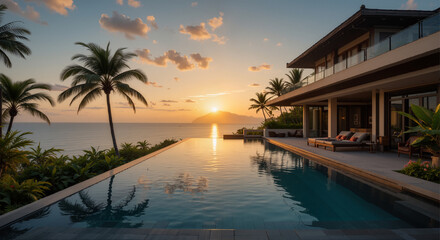 luxury house with swimming pool by the beach