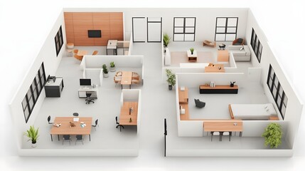 Collaborative Open-Plan Modern Office Design with Sleek Furniture and Technology