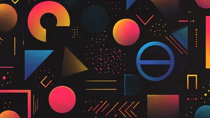 Abstract geometric shapes with gradient colors on a dark textured background