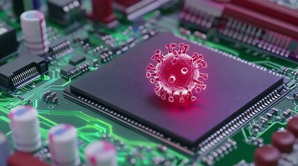 Digital Representation of Virus on Circuit Board Technology for Medical Research