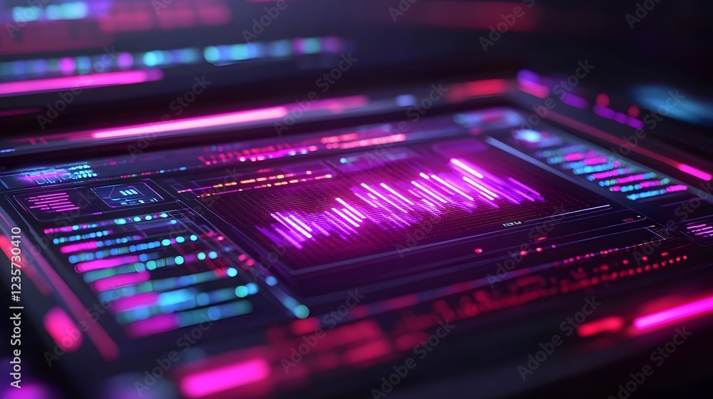 Poster future financial forecasting with holographic data visualization