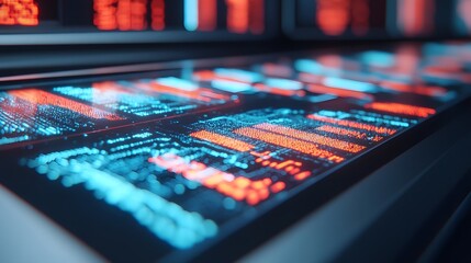 Futuristic Holographic Display of Financial Forecasting Data and Business Trends in 3D