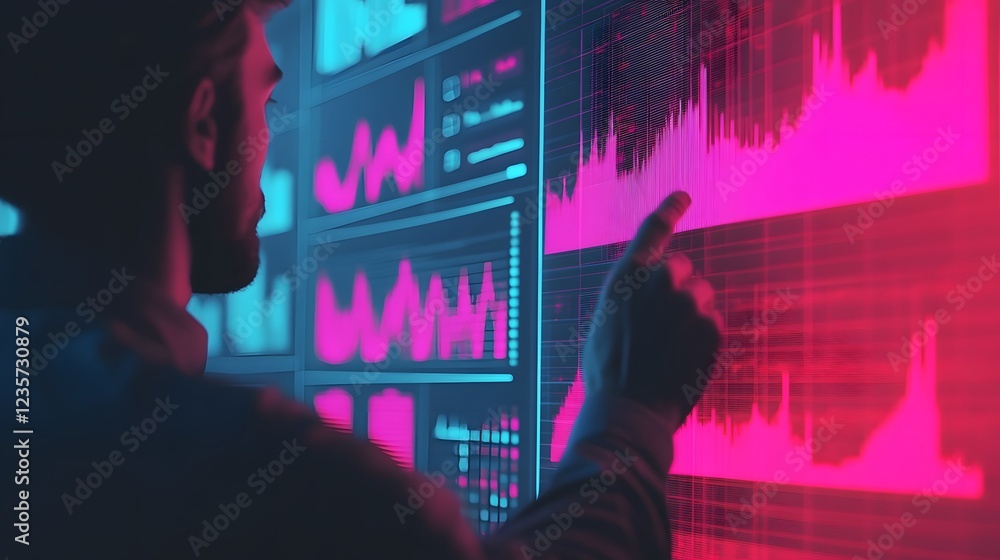 Poster forecasting future business trends with digital data visualization