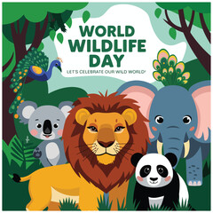 Naklejka premium World Wildlife Day flyer 36.eps