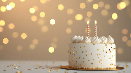 Soft Focus Floating Confetti Birthday Cake Candle Lights Image With Clear Text Area