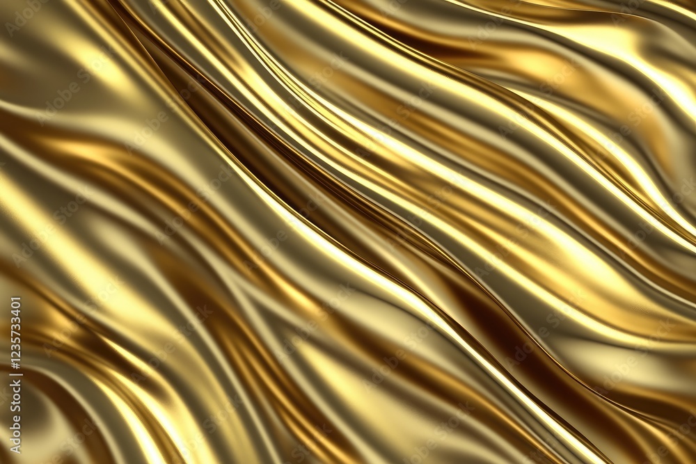 Poster shimmering golden fabric with flowing waves, creating an elegant backdrop for design projects