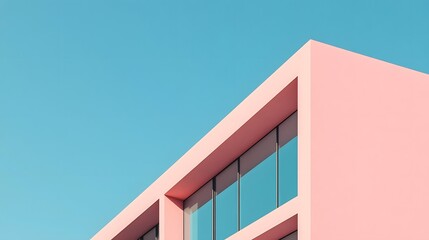 Obraz premium Simplistic Pastel Toned Office Tower with Clean Architectural Design