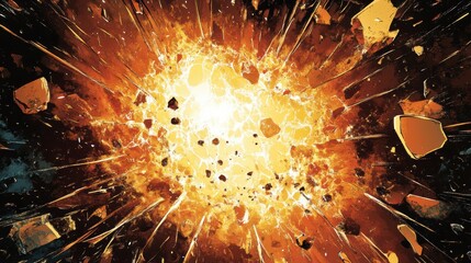 Fiery Explosion with Shattering Fragments
