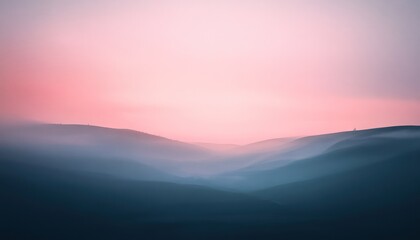 Obraz premium Serene Misty Mountains Under a Pink Dawn Sky