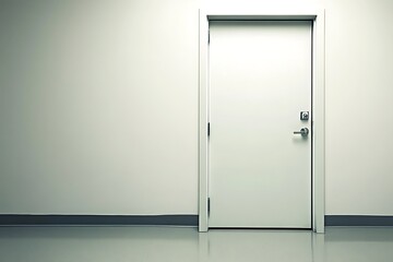 Empty White Room with a Single Door