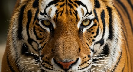 Obraz premium Majestic Tiger Portrait: Intense Gaze, Striking Stripes, Wildlife Photography