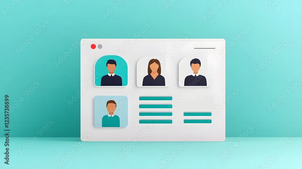 Poster talent acquisition dashboard with candidate analytics and 3d interface