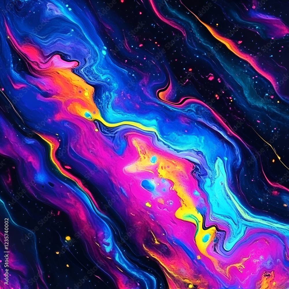 Aufkleber colorful swirls in the cosmos: an abstract painting with vibrant swirls of color reminiscent of a ne