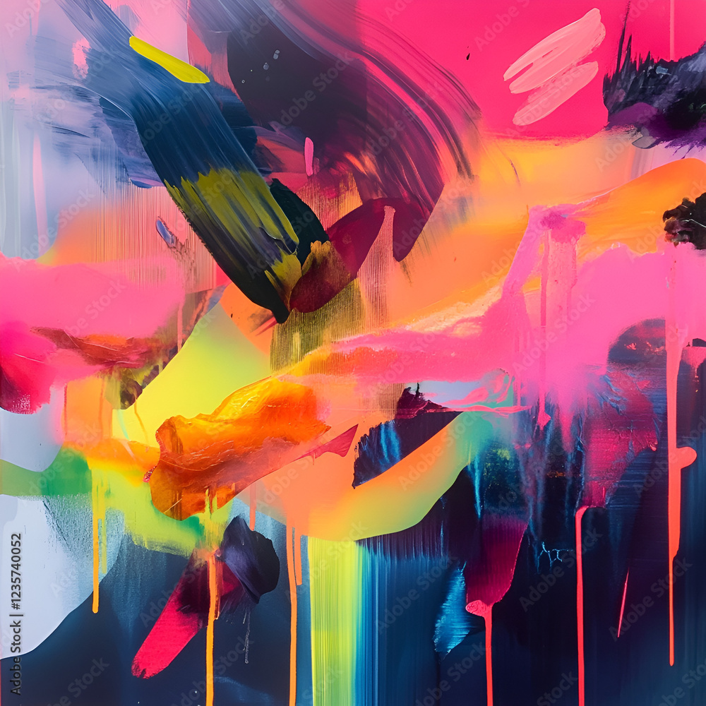 Poster abstract color burst: a vibrant abstract composition exploding with dynamic energy, showcasing a med