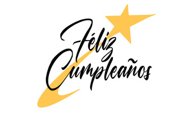 Vector happy birthday with a shooting star in Spanish : Feliz cumpleanos