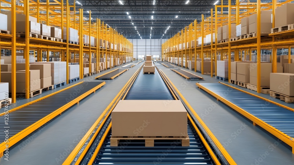 Aufkleber streamlined industrial logistics hub with automated conveyor systems and loading docks
