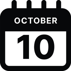 October 10 calendar icon design vector illustration