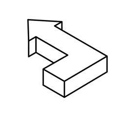 シンプルな曲がった矢印のアイコンイラスト　アイソメトリック
