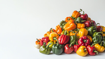 A vibrant pile of assorted bell peppers showcasing various colors and freshness, perfect for culinary inspiration.