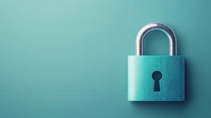 Fototapeta premium Modern turquoise padlock on sleek background representing safety and security concepts