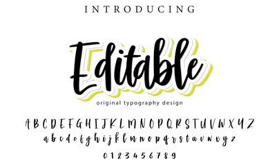 Editable Font Stylish brush painted an uppercase vector letters, alphabet, typeface