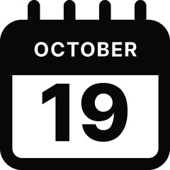 October 19 calendar icon design vector illustration