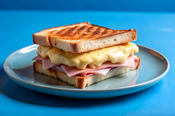 Cropped hand of person reaching for sandwiches on a tray on a table, Serving club sandwich