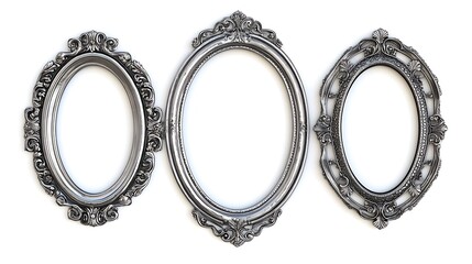 vintage silver ornate circular metal picture frames with intricate filigree