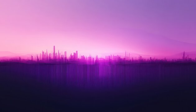 Pink Cityscape Skyline at Sunrise Abstract Art