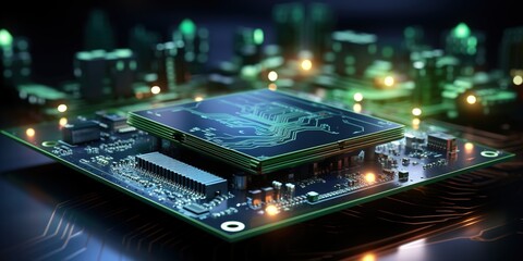 electronic components mounted on a motherboard