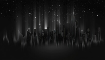 Night City Skyline Illuminated Under a Starry Sky