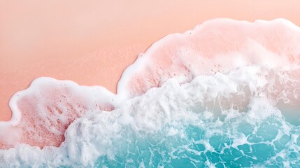 Fototapeta premium Serene Coastal Vista: Pink Sands Meet Azure Waves