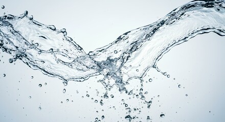Dynamic Water Splash on White Background – Perfect for Advertisements, Product Packaging, Water Purification Campaigns, and Creative Design Projects