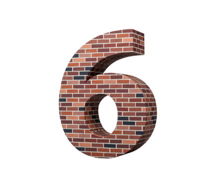 Bricks Wall Number Six 6 Digit Made Of Colored Wall Of Bricks On Background 3D Illustration