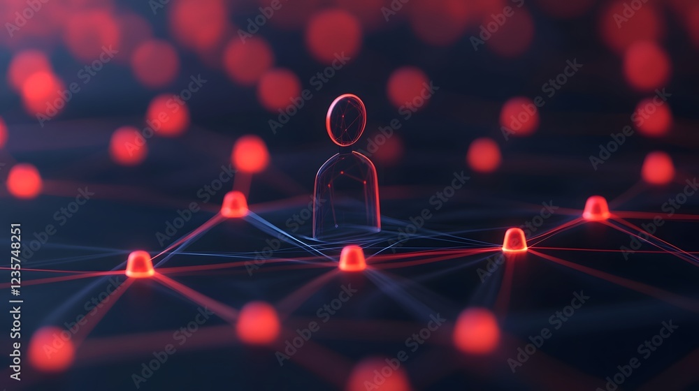 Aufkleber digital representation of structured business leadership hierarchy with glowing connections