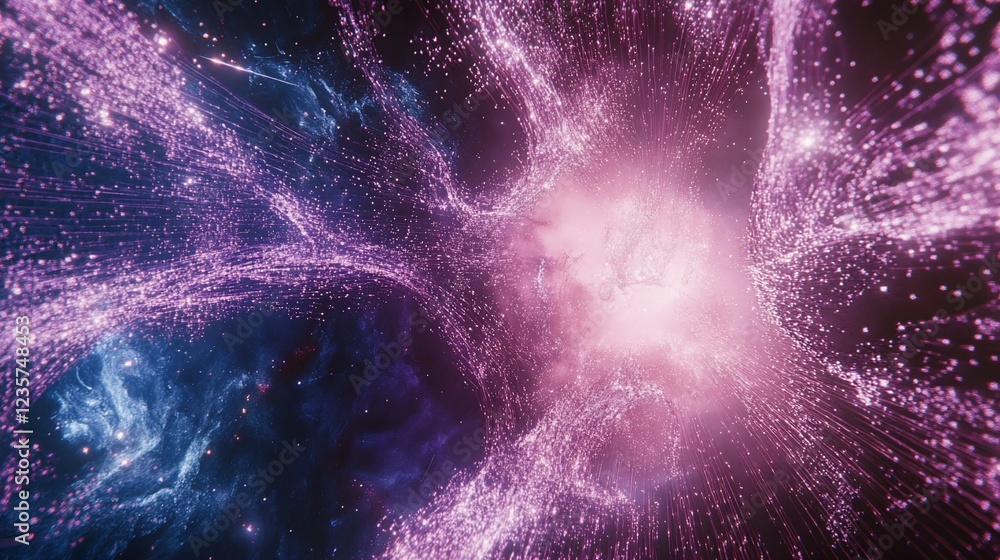 Poster cosmic nebula with stars and dust forming a galactic abstract pattern