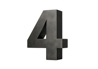 Fototapeta premium Number Four 4 Digit Made Of Gray Smooth Cast Iron 3d Illustration