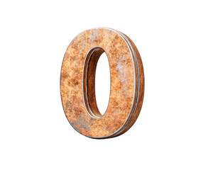 Number Zero 0 Digit Made Of Old Rusty Iron Metal Texture 3d Illustration